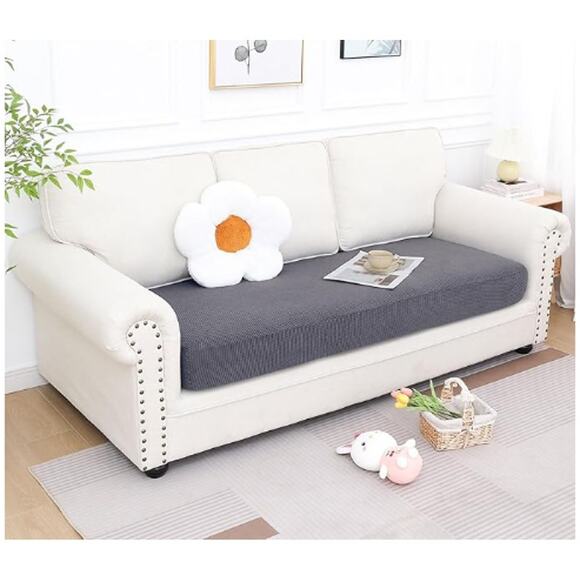 Waterproof Couch Cushion Cover Stretch Jacquard Elastic Bottom MIDDLE - GRAY - Picture 2 of 7